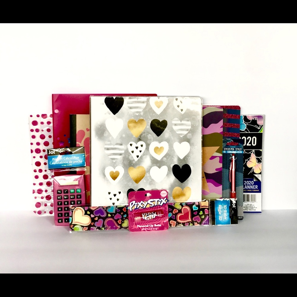 💕Pink & Hearts Back To School Supply Set Bundle💕